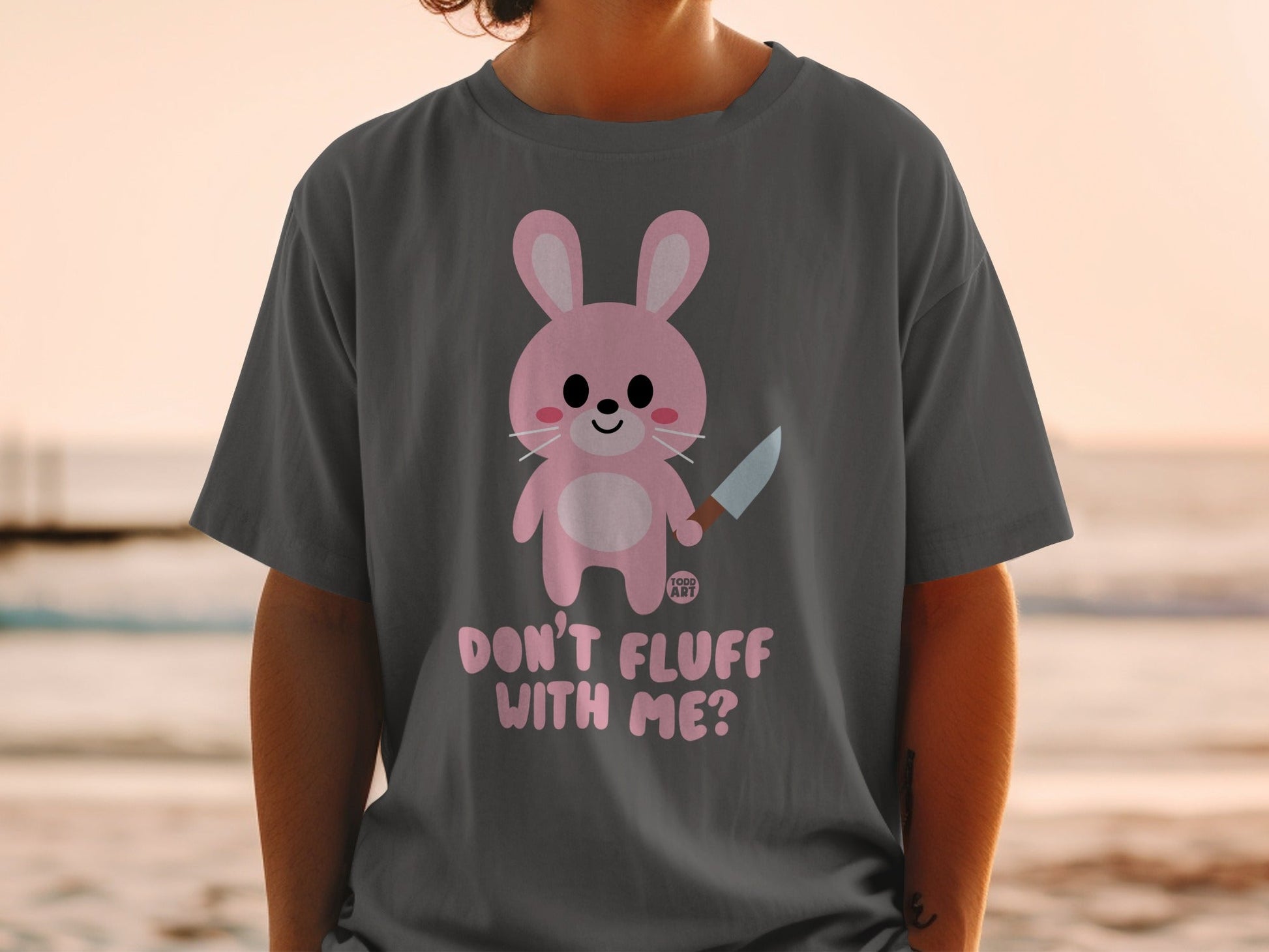 Cute Pink Bunny Don't Fluff With Me Graphic Tee