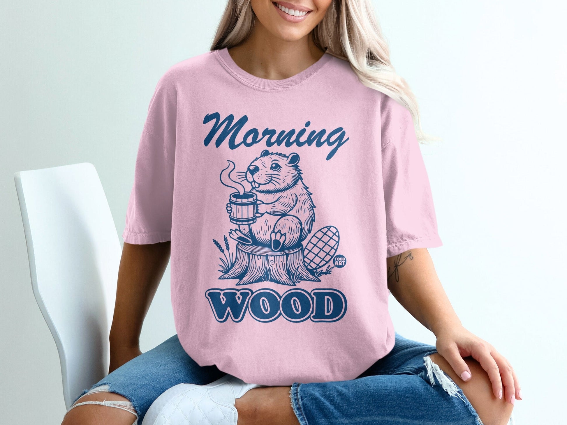 Morning Wood Beaver Coffee Graphic T-Shirt