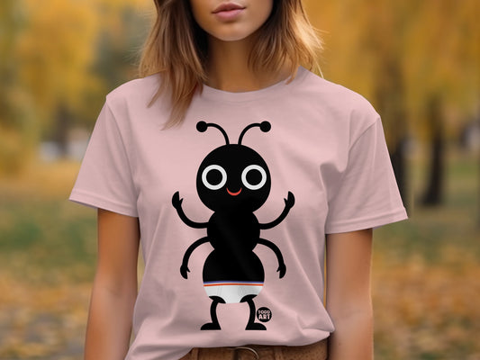 Cute Cartoon Ant Character Graphic T-shirt