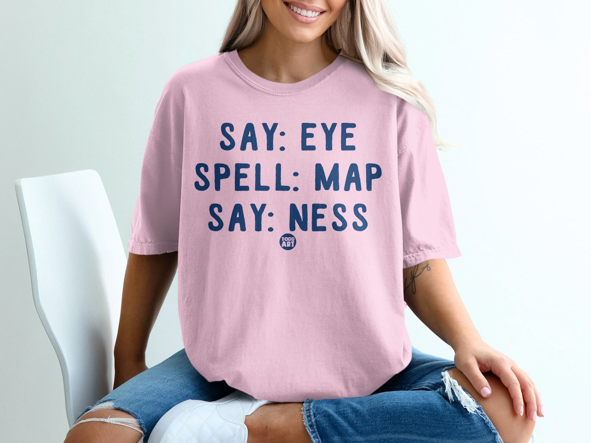 Say Eye Spell Map Say Ness Printed T-Shirt