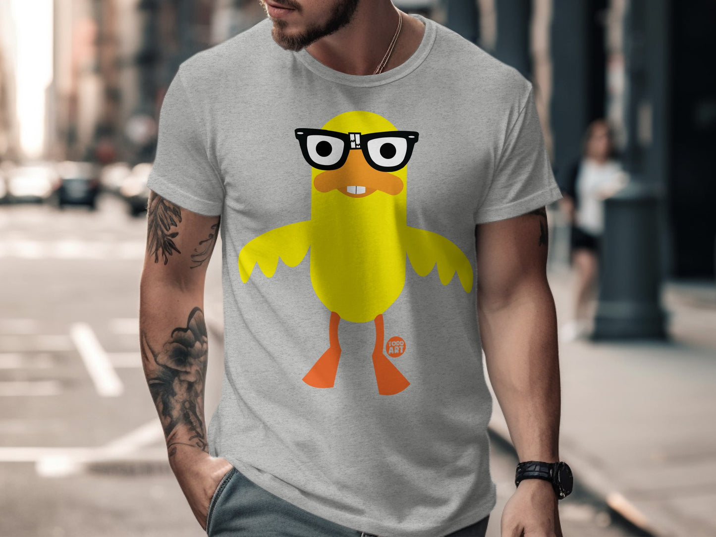 Cool Cartoon Yellow Duck Graphic T-Shirt Design