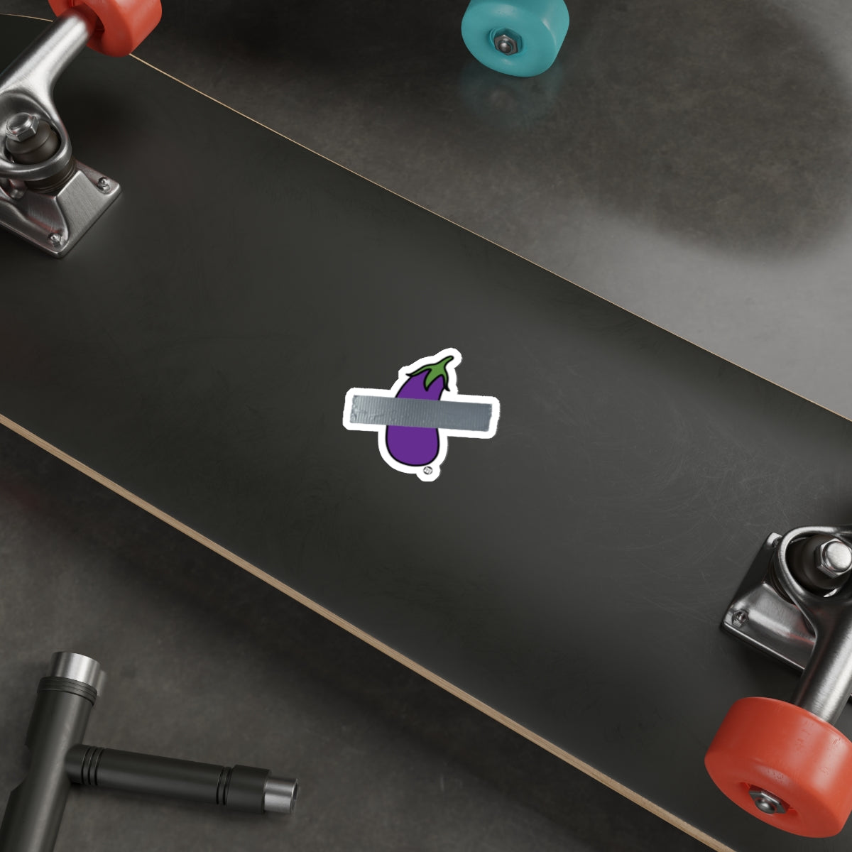 Unique Eggplant Emoji Vinyl Sticker for Skateboards