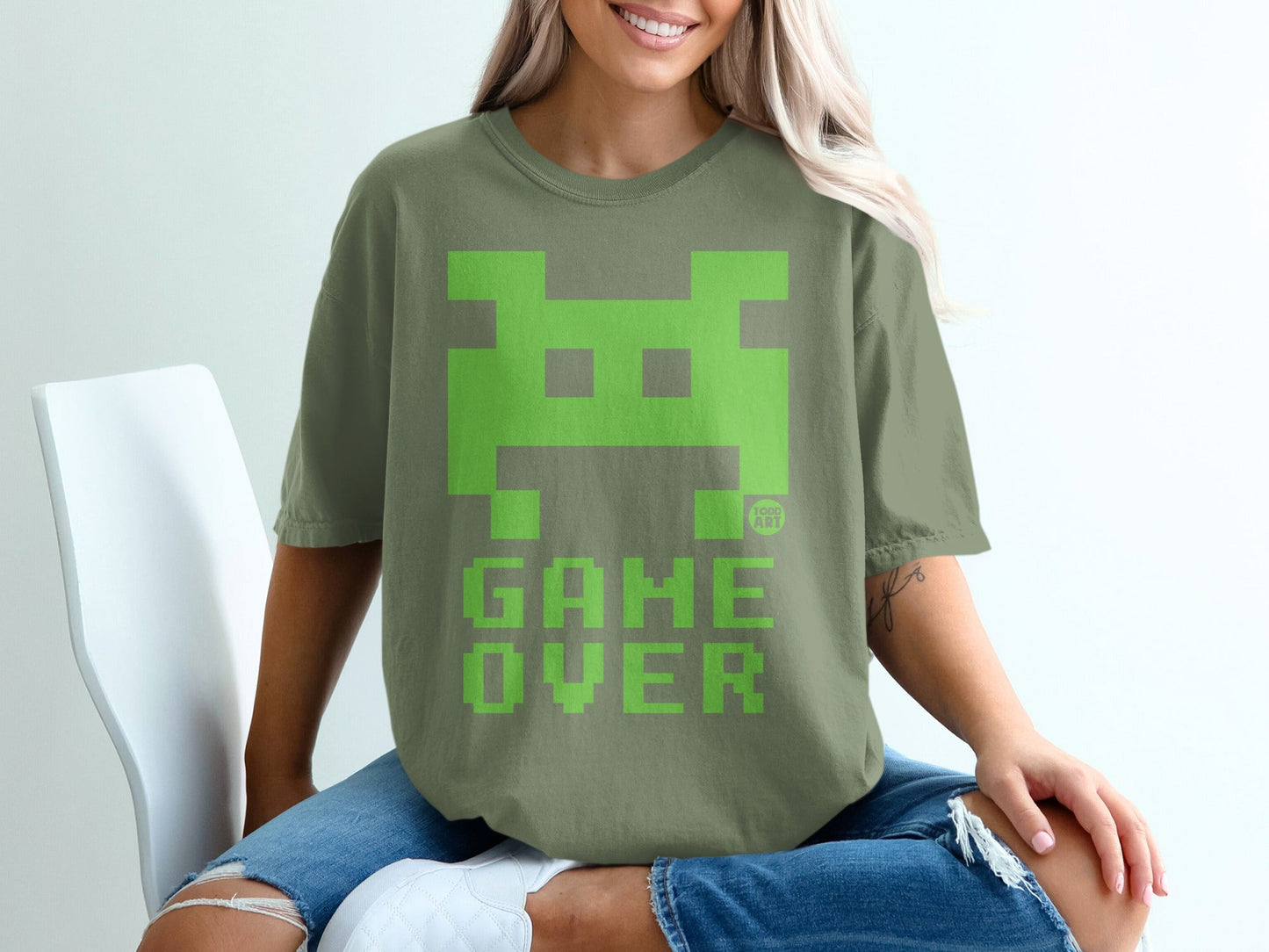 Retro Style Game Over Graphic Print T-shirt