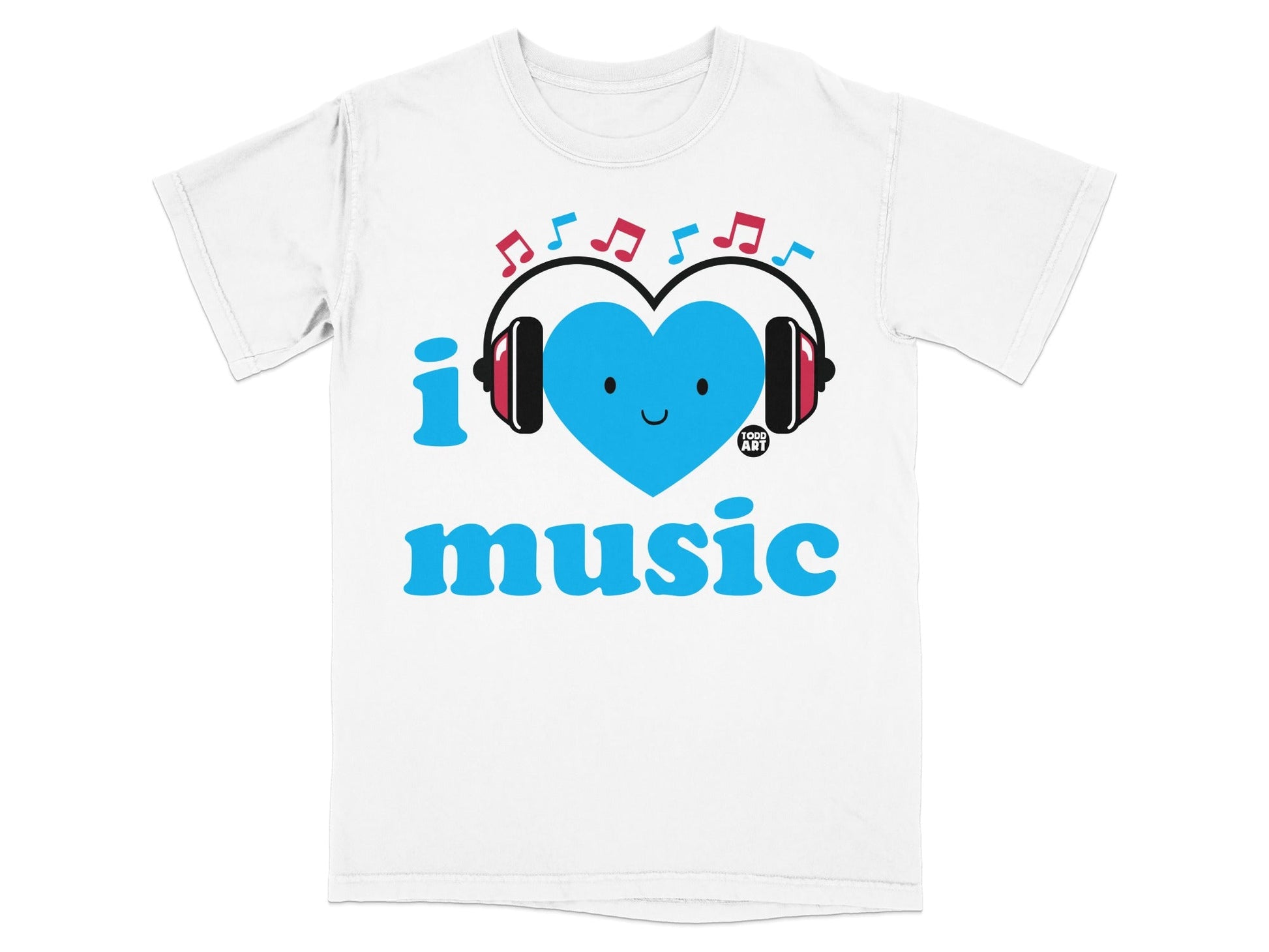 I Love Music Heart Headphones Graphic T-Shirt