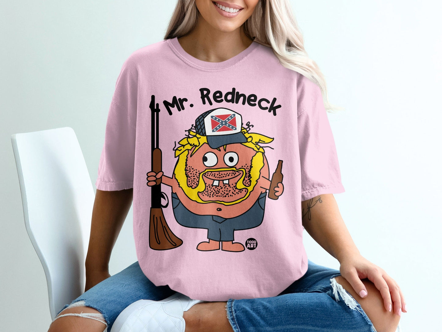 Mr. Redneck Cartoon Character Graphic Tee shirt