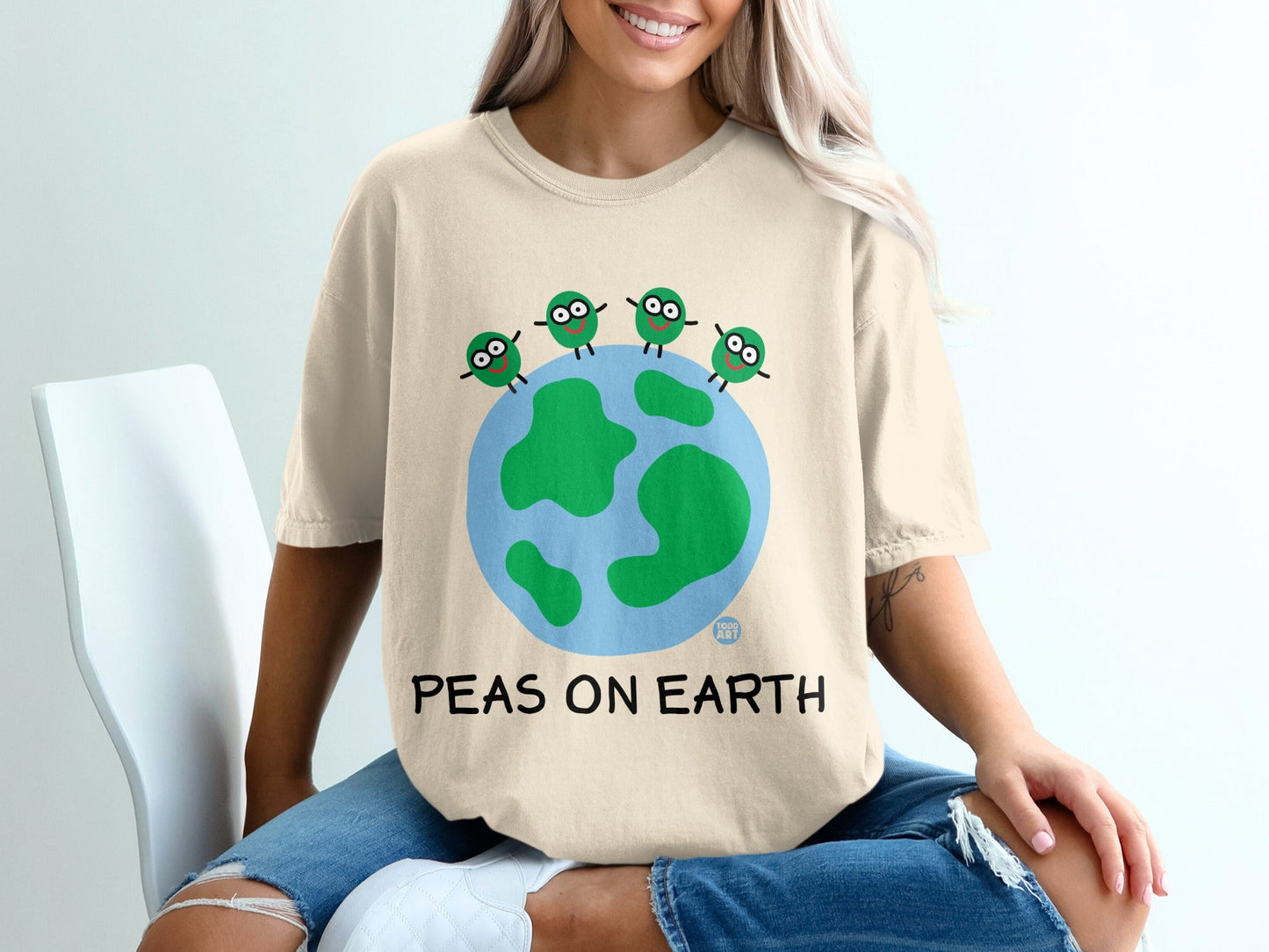Peas On Earth Funny Earth Day Graphic Tee Shirt