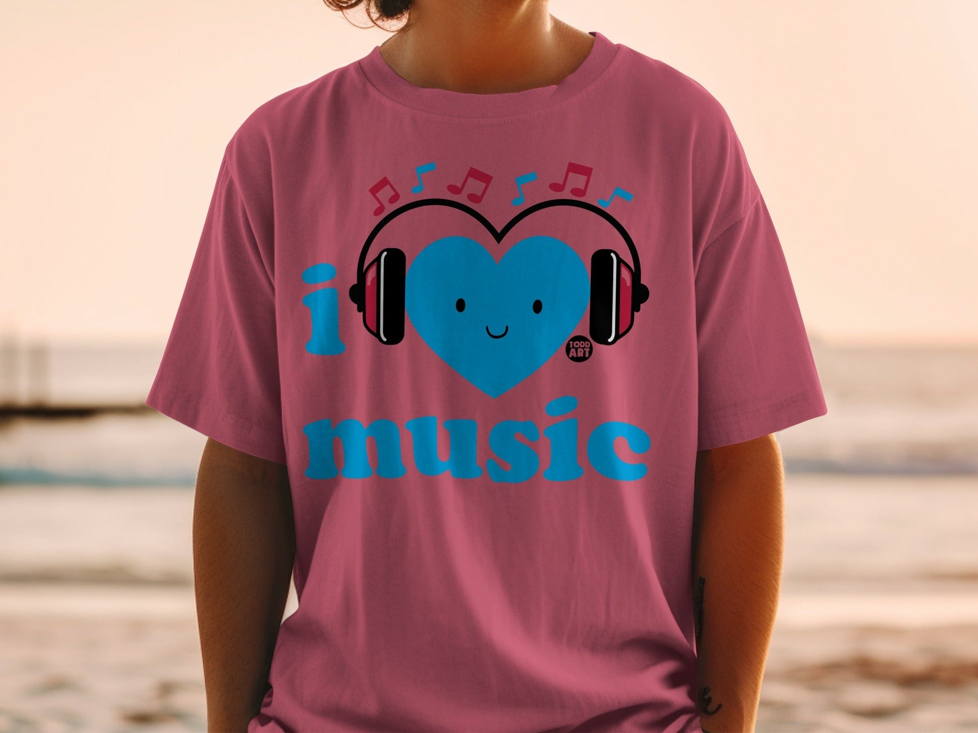 I Heart Music Smiley Headphones Graphic T-Shirt
