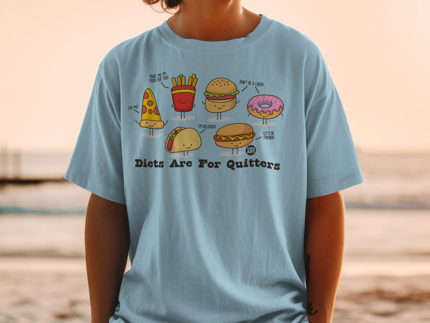 Diets Are For Quitters Funny Food Faces T-shirt