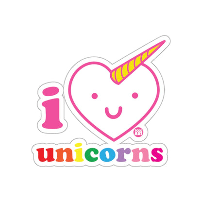 I Love Unicorns Colorful Heart Unicorn Sticker