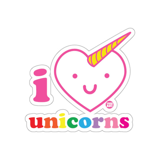 I Love Unicorns Colorful Heart Unicorn Sticker