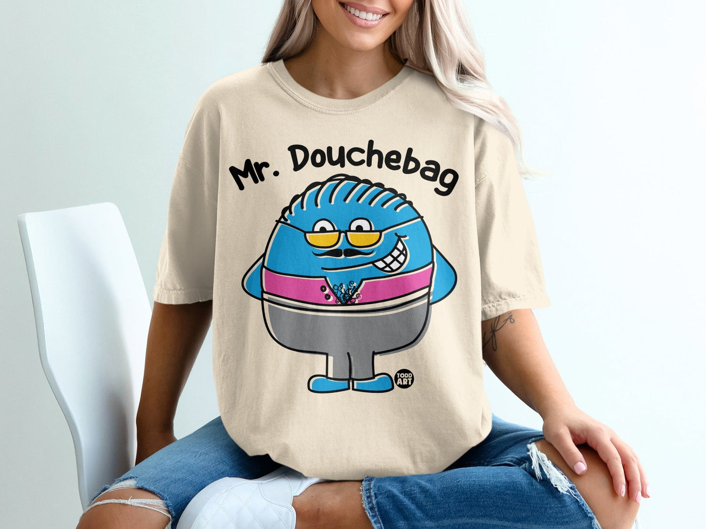 Mr. Douchebag Cartoon Character T-shirt for Fun Apparel