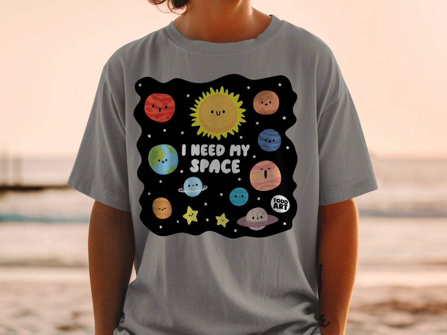 I Need My Space Todd Art Solar System T-shirt