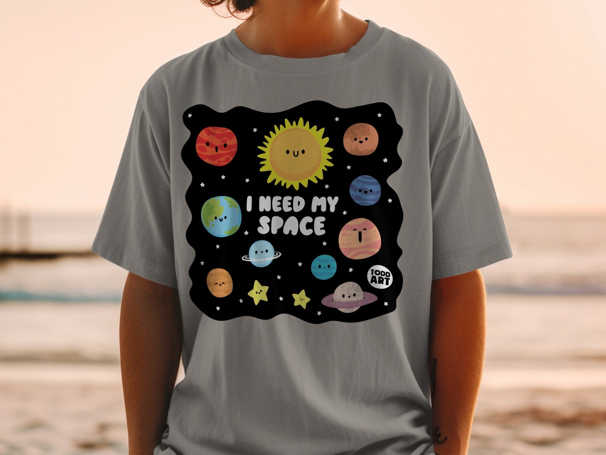 I Need My Space Todd Art Solar System T-shirt