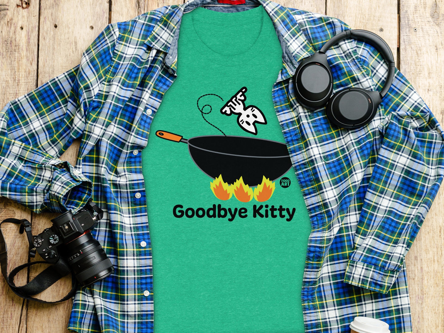Goodbye Kitty Fun Graphic T-shirt with Humorous Design