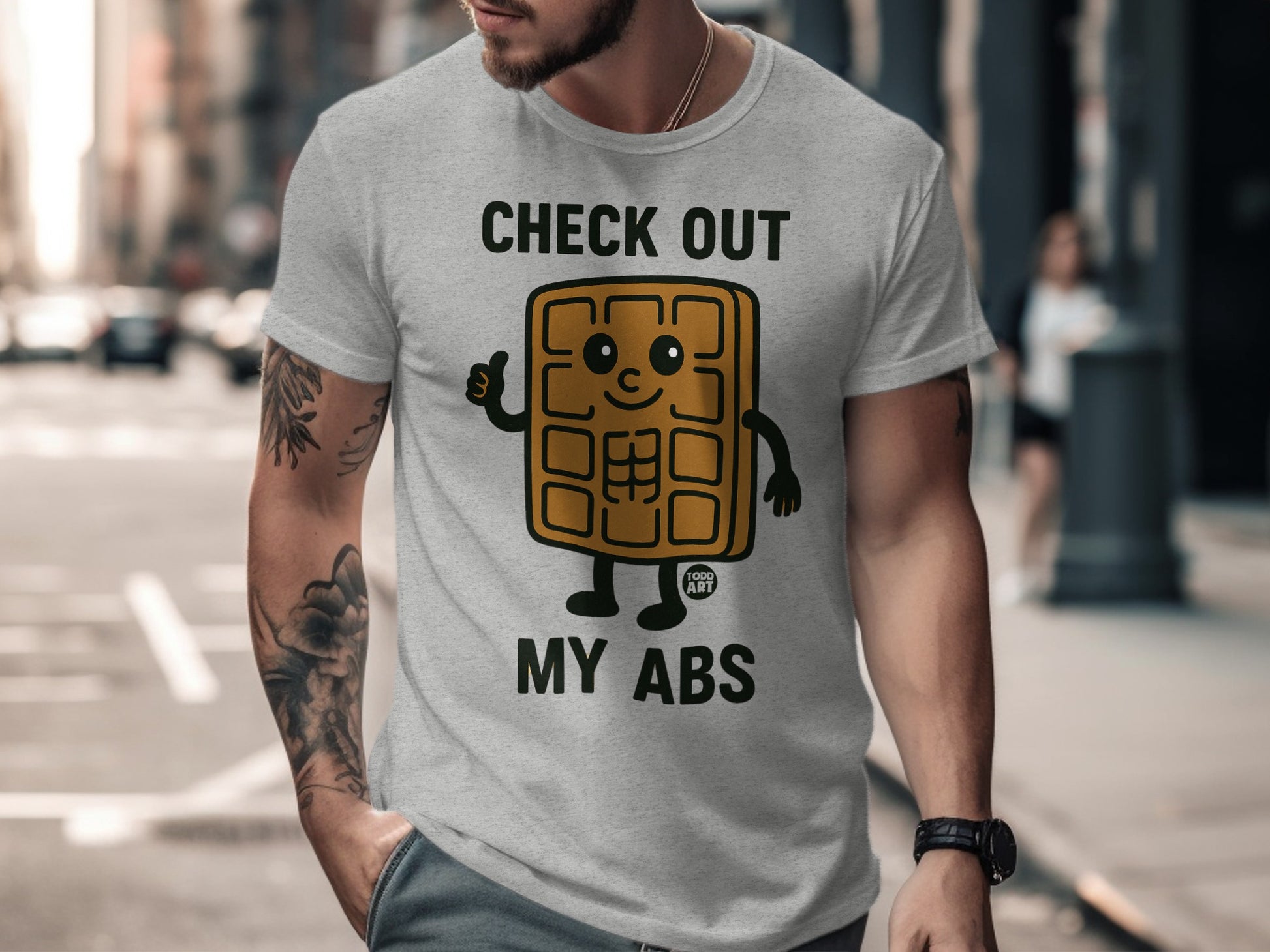 Check Out My Abs Funny Waffle Character T-shirt
