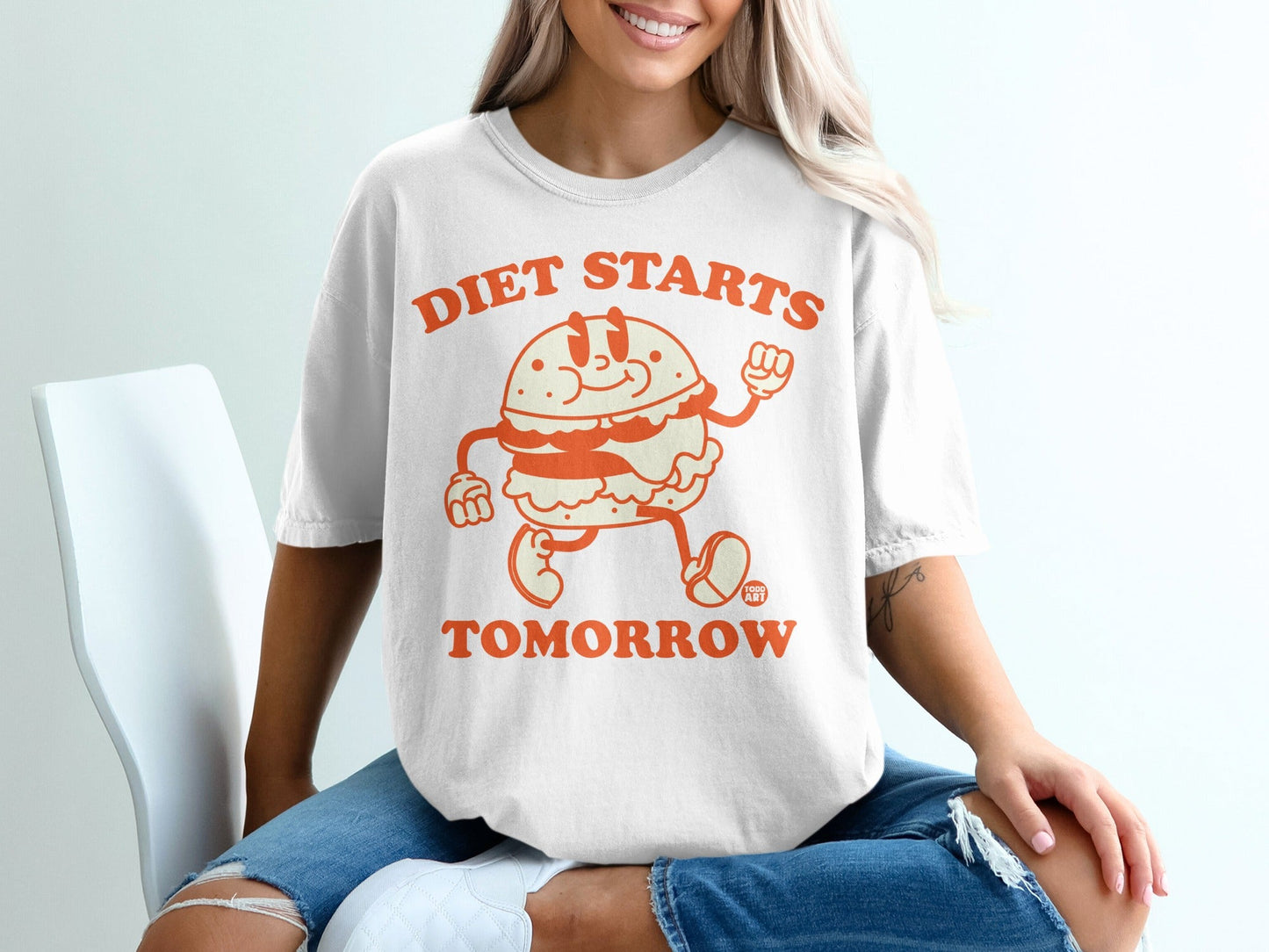 Diet Starts Tomorrow Funny Burger Graphic Tee