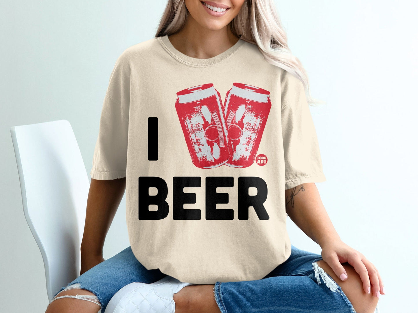 I Love Beer Graphic Design T-Shirt Casual Wear
