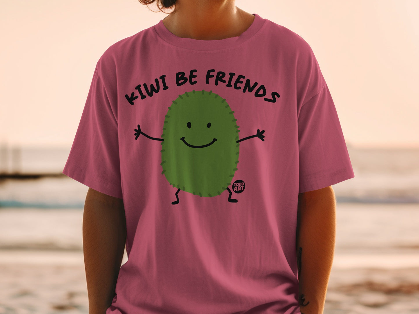 Happy Cartoon Kiwi BE FRIENDS graphic t-shirt product type