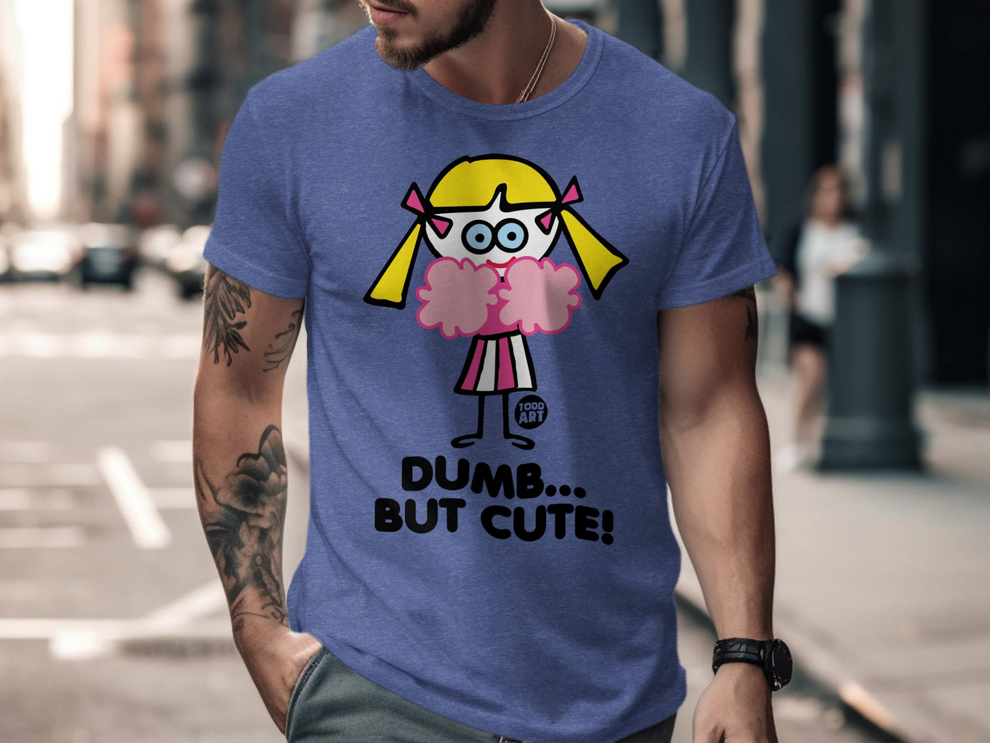 Funny Graphic T-Shirt with Dumb But Cute Cartoon Character