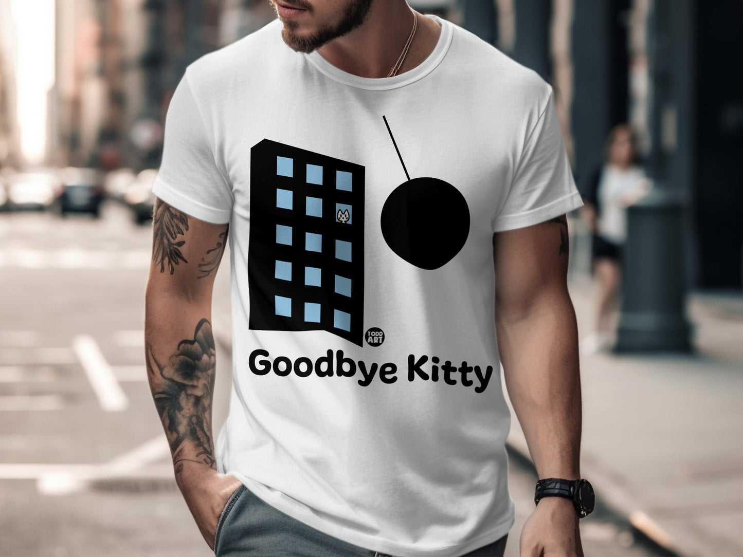 Goodbye Kitty Graphic Print T-shirt for Men