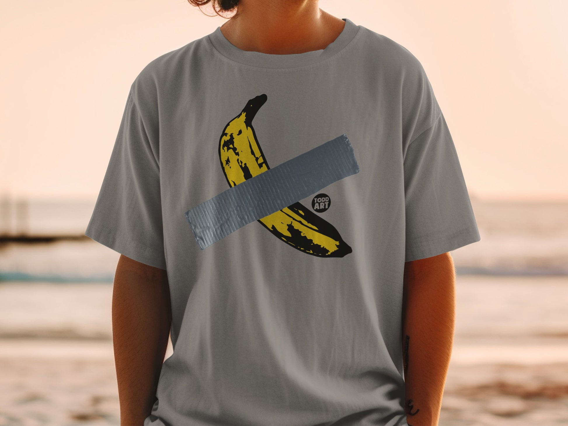 Graphic Gray Banana Duct Tape TODD ART T-shirt product type