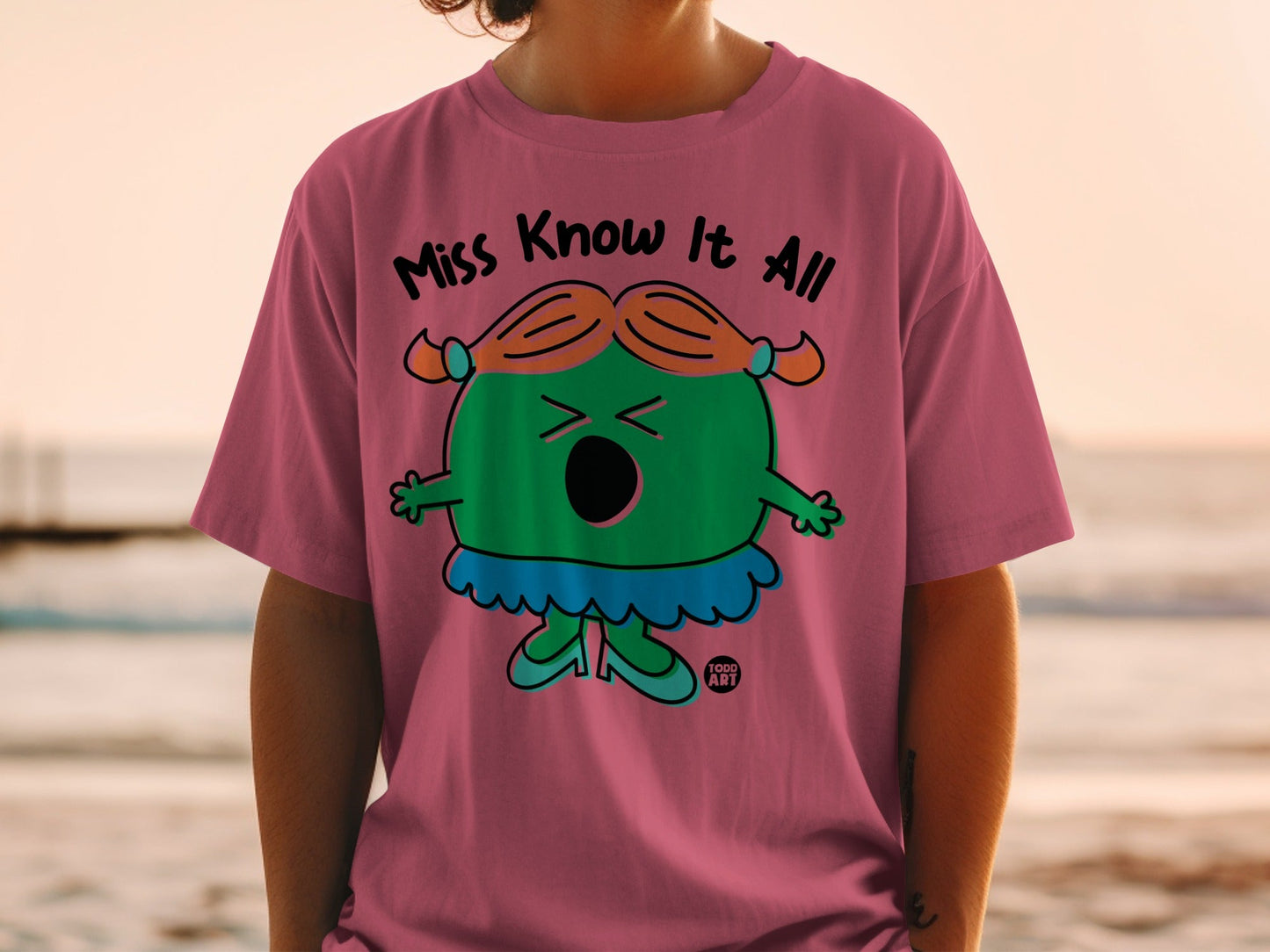 Miss Know It All Graphic T-Shirt with Cartoon Character