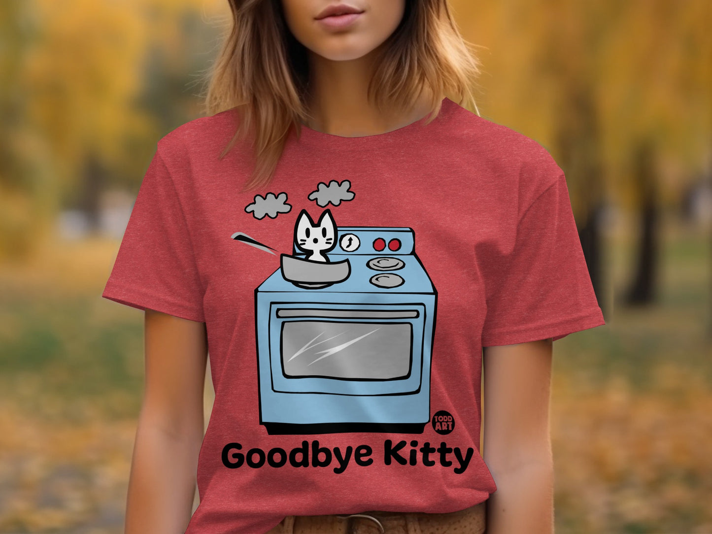 Goodbye Kitty Cooking Graphic T-Shirt Design For Fun