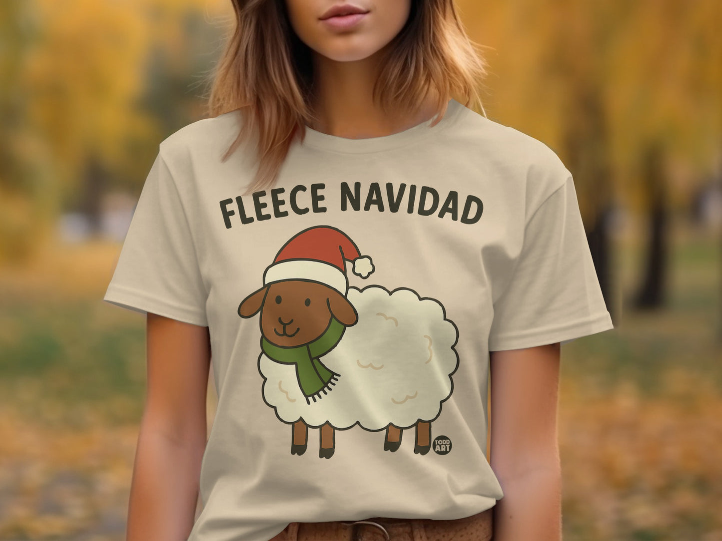 Fleece Navidad festive holiday themed t-shirt product