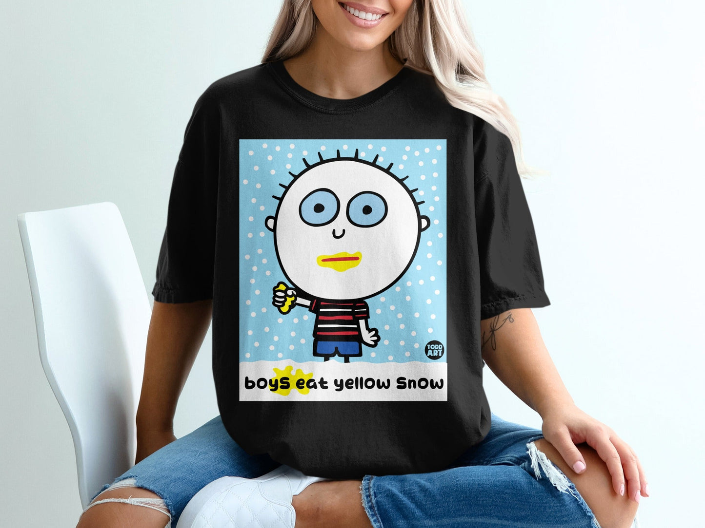 Boys Eat Yellow Snow Cartoon Character T-Shirt