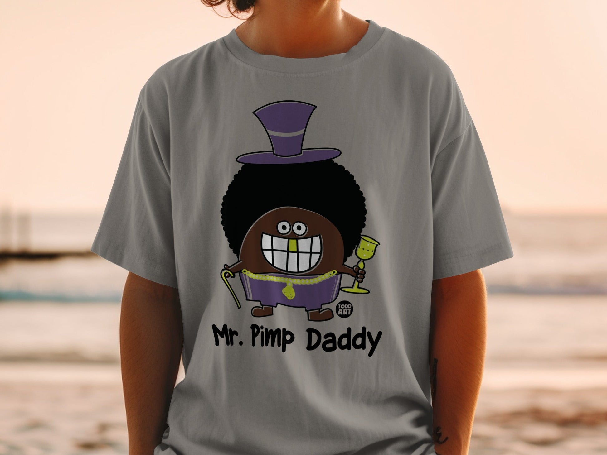 Mr. Pimp Daddy Cartoon Graphic Tee for Humorous Style