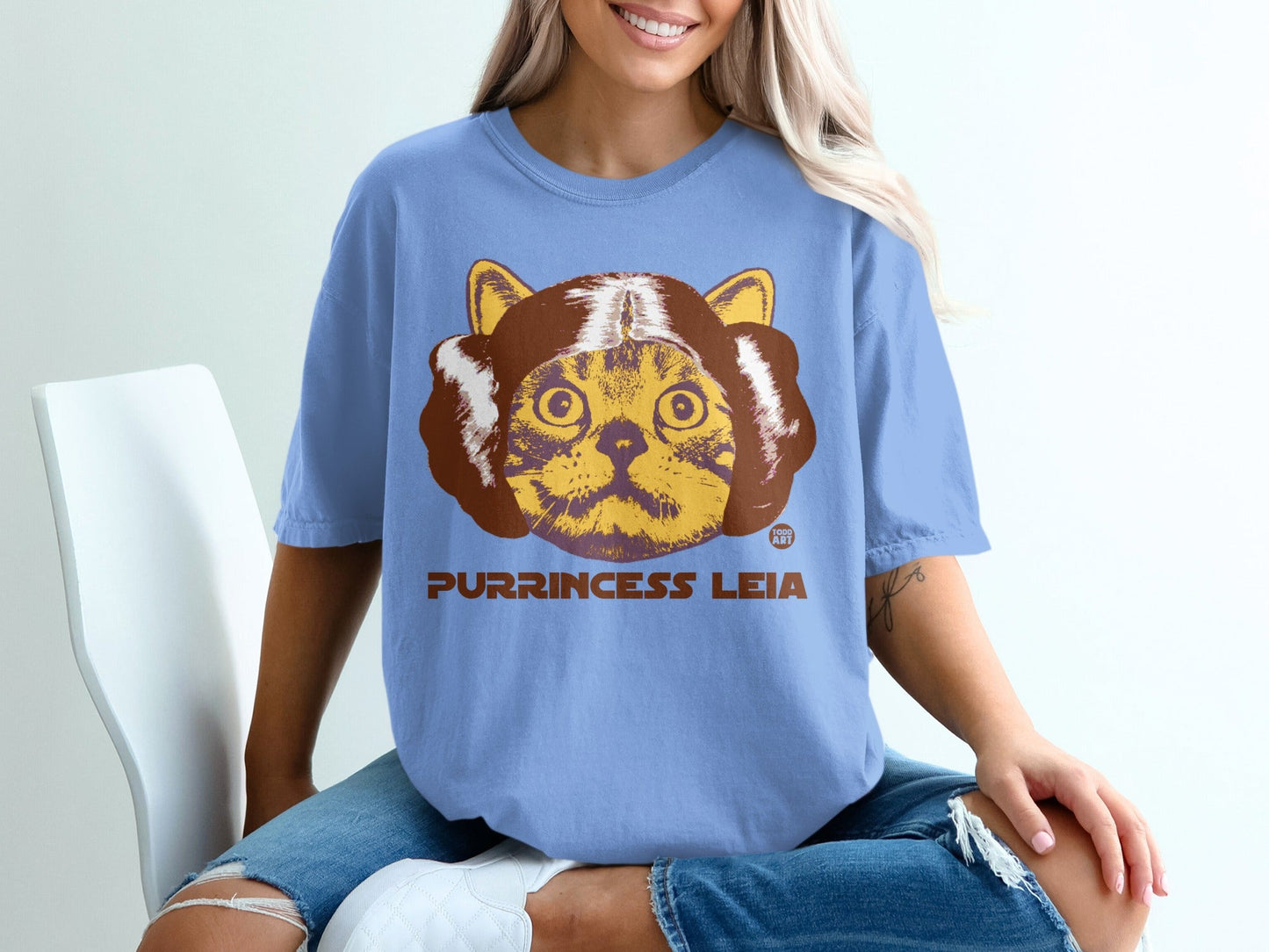 Purrincess Leia Cat Graphic Tee for Cat Lovers