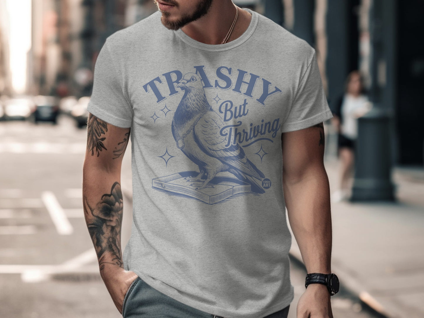 Trashy But Thriving Pigeon Graphic T-Shirt Design
