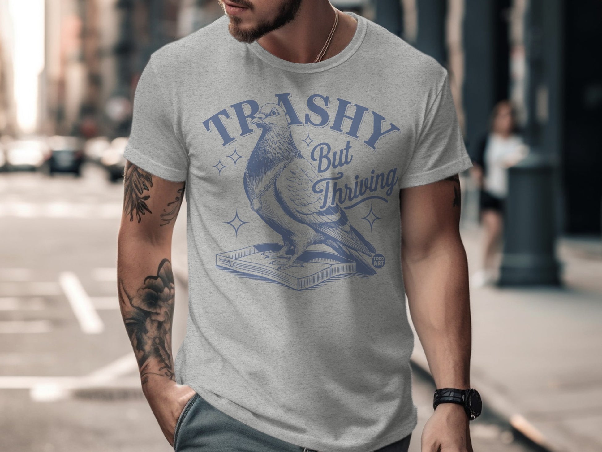 Trashy But Thriving Pigeon Graphic T-Shirt Design