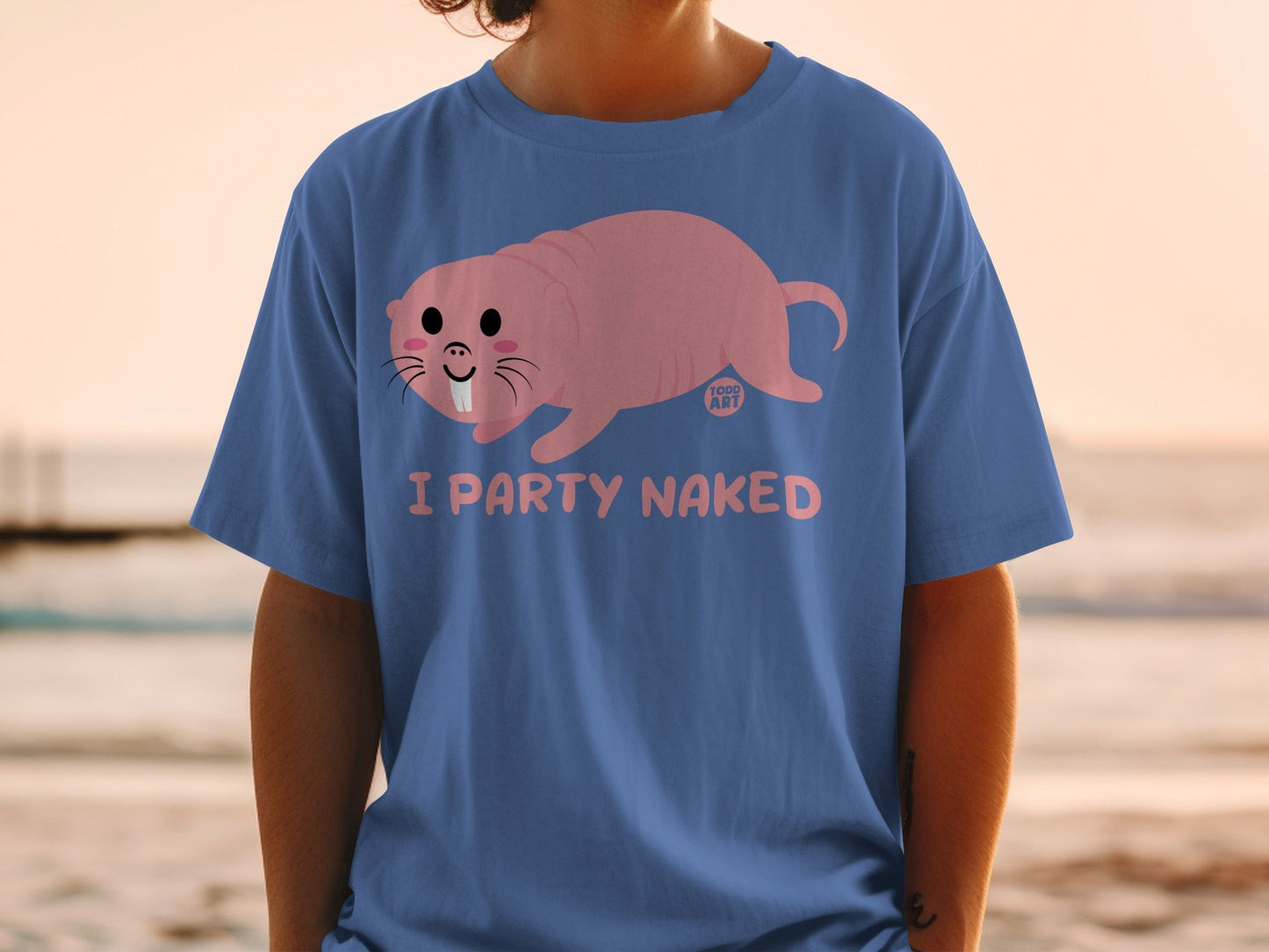 I Party Naked Cute Cartoon Animal Graphic T-Shirt