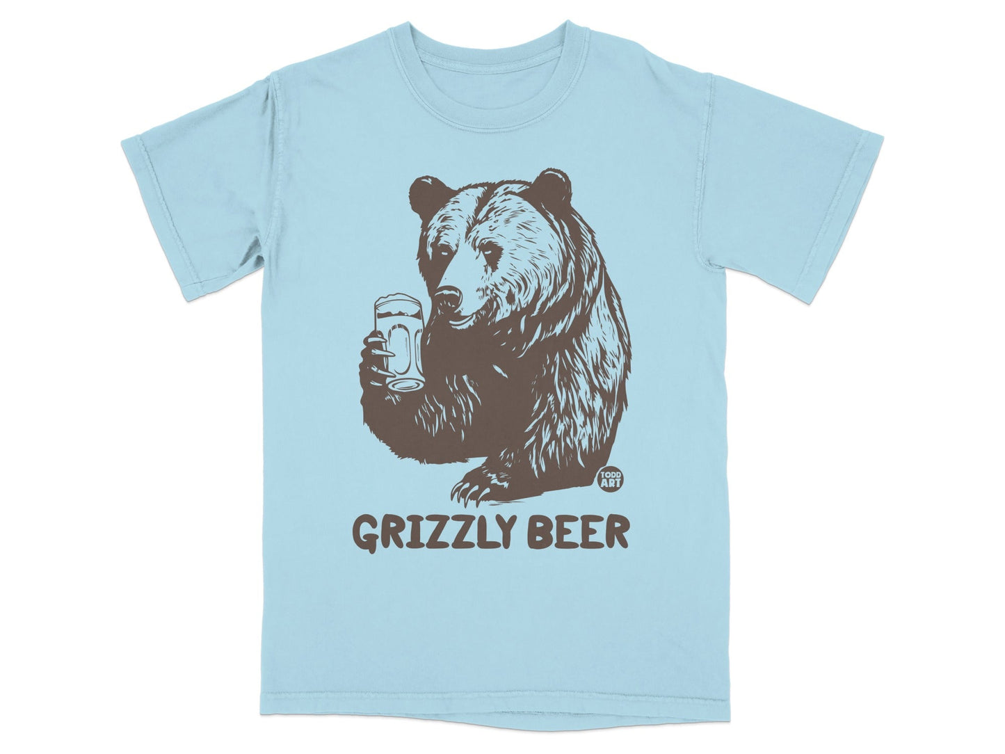 Grizzly Beer Graphic Tee Featuring Bear with Beer Design