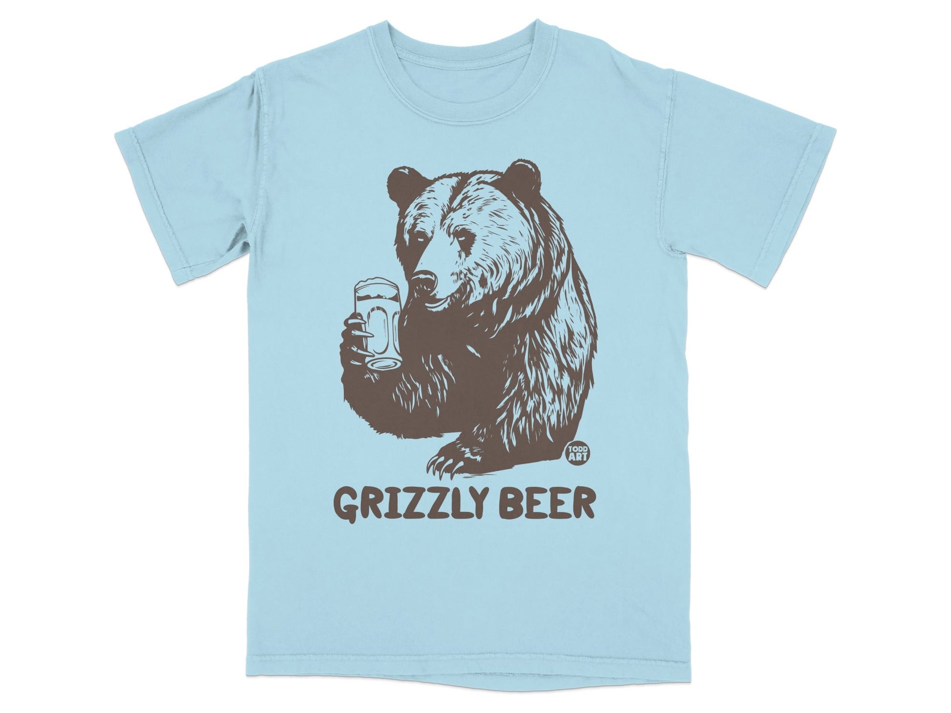 Grizzly Beer Graphic Tee Featuring Bear with Beer Design