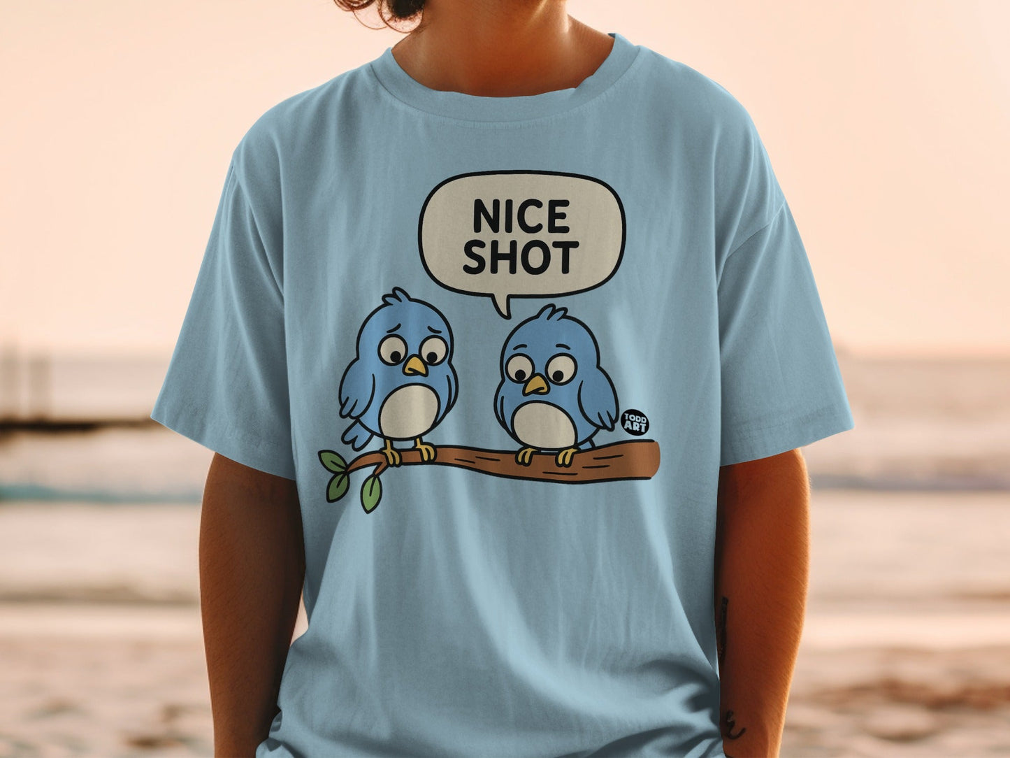 Nice Shot Two Blue Birds on Branch Graphic T-Shirt