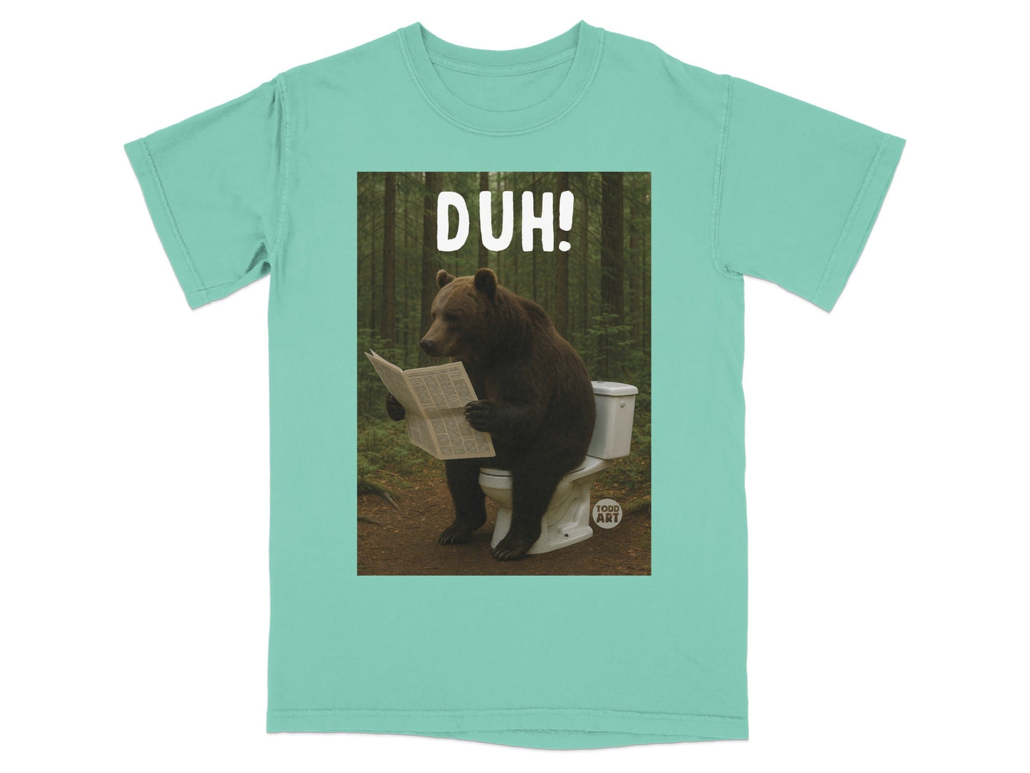 Duh Bear Reading Newspaper Sitting on Toilet T-shirt
