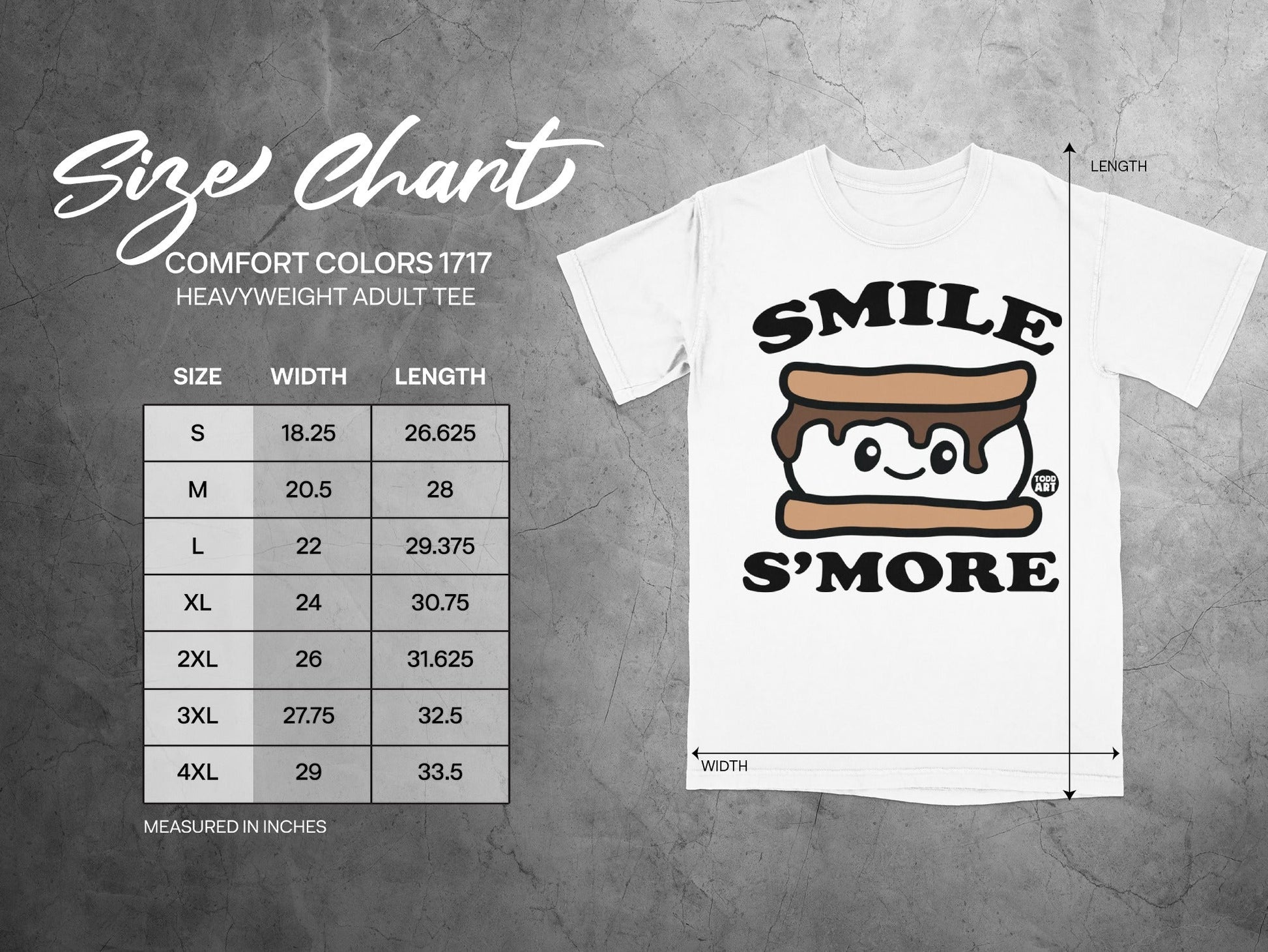 Smile S'more Graphic T-Shirt with Size Chart