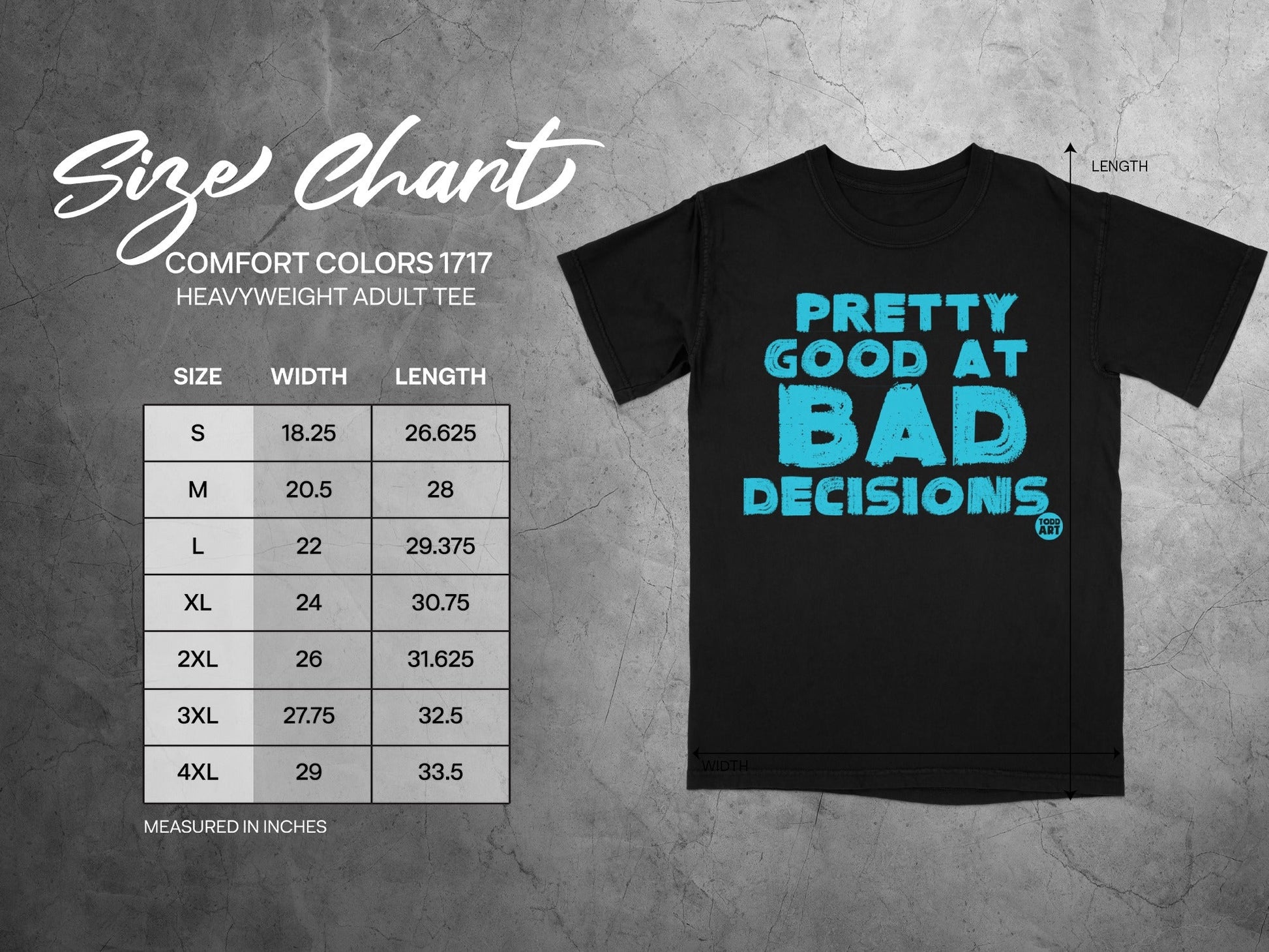Pretty Good At Bad Decisions Heavyweight Adult Tee