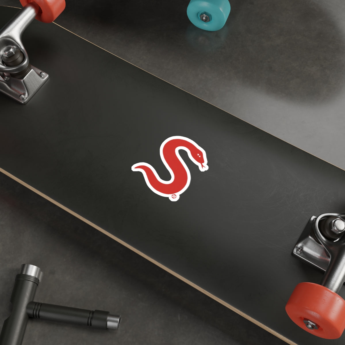 Red Snake Shaped Letter S Silhouette Design sticker