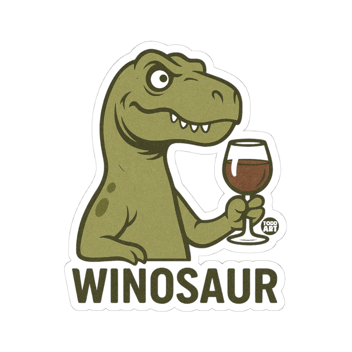 Dinosaur Enjoying WineTodd Art Sticker