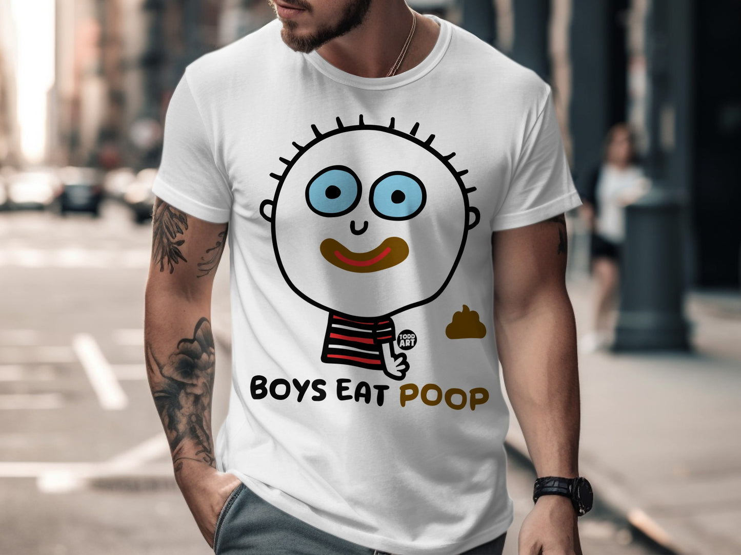 Funny Boys Eat Poop Graphic Tee Shirt for Men