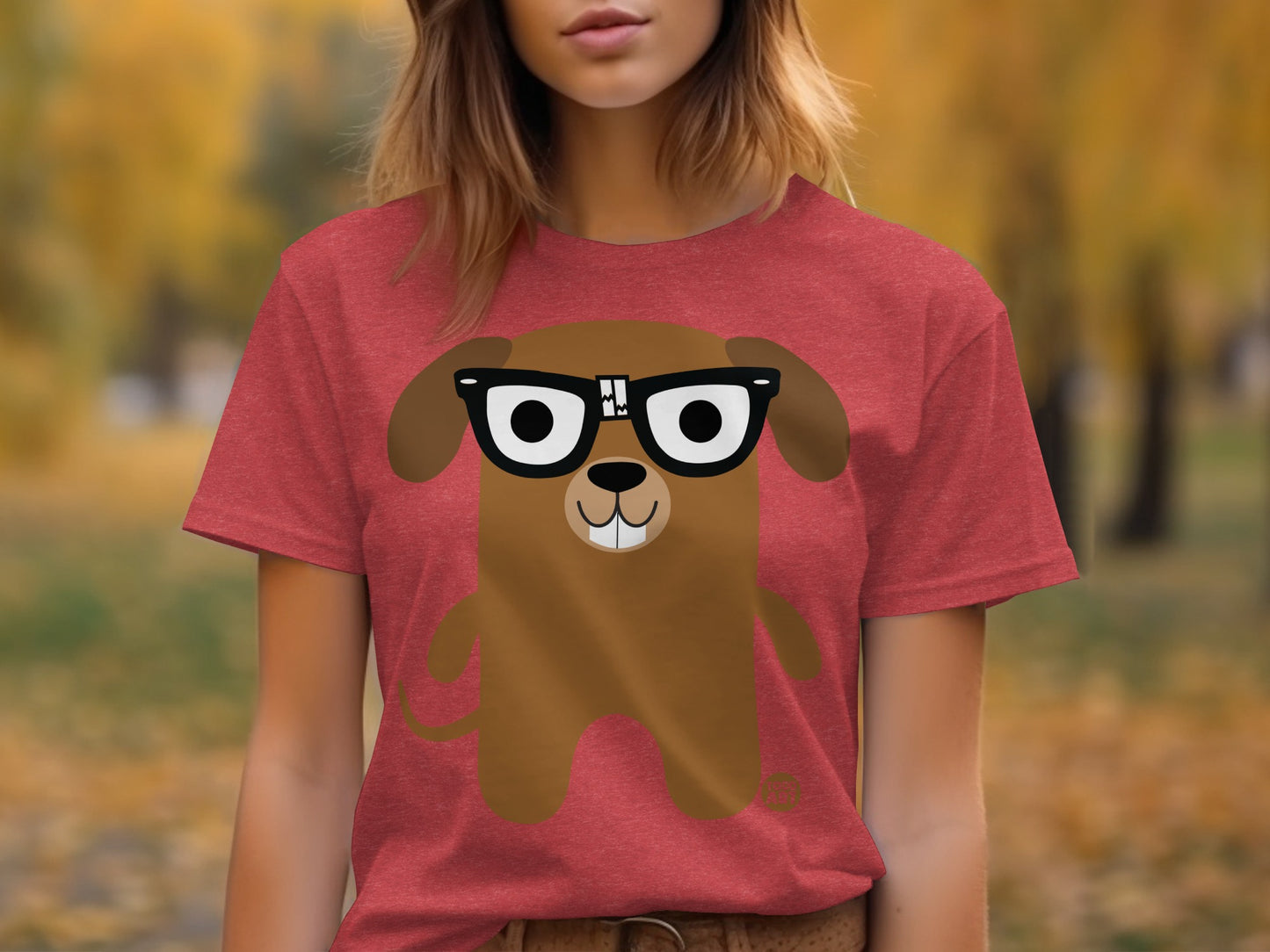 Adorable Cartoon Dog with Glasses T-Shirt