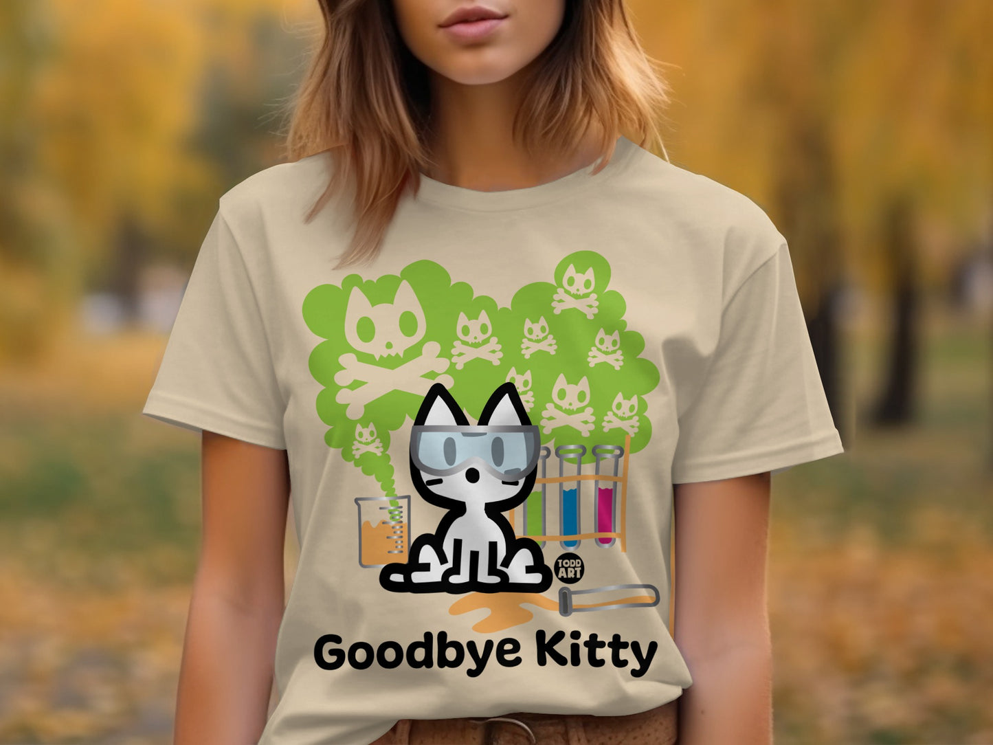 Funny Science Cat Goodbye Kitty T-shirt Design