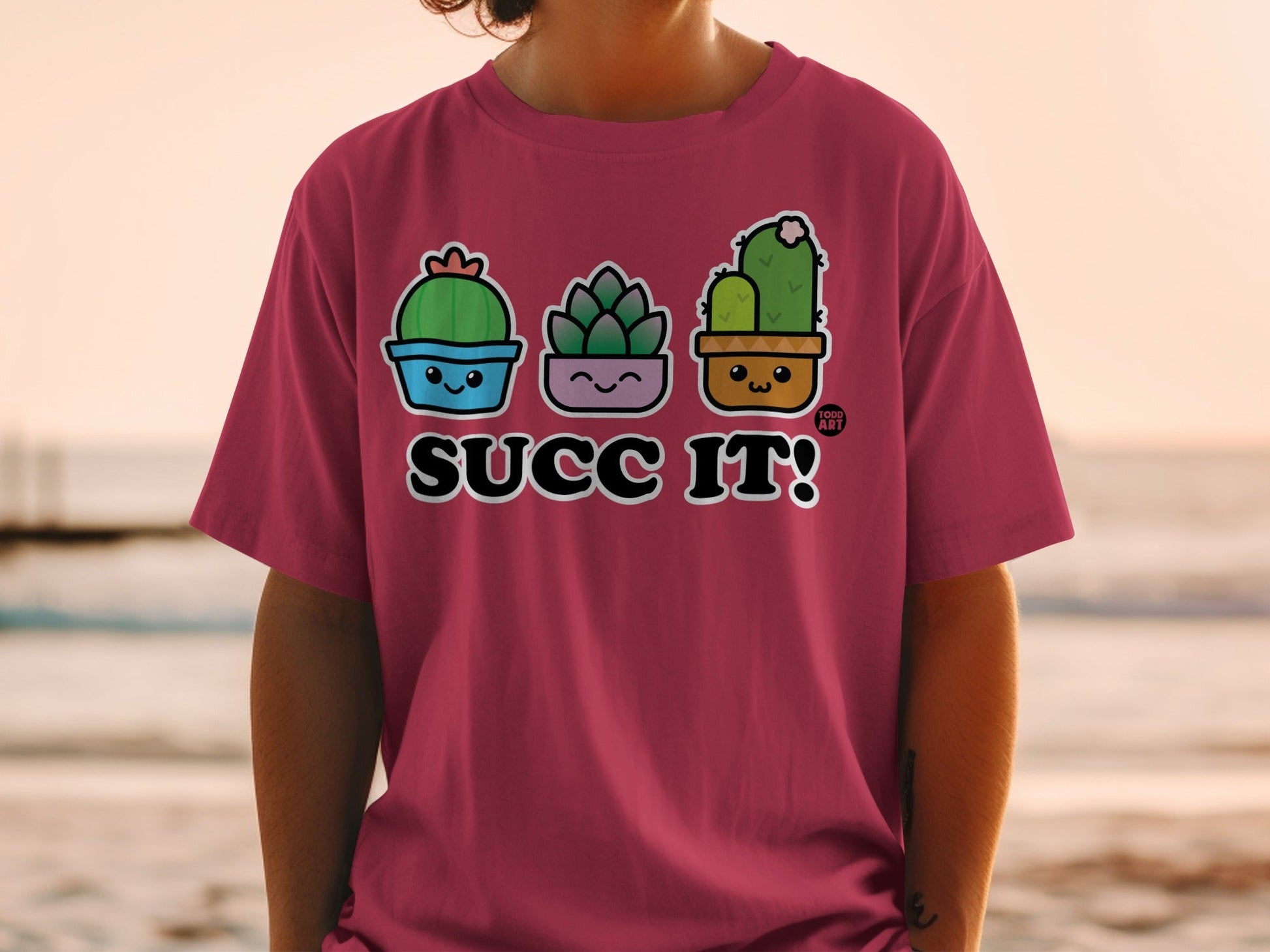 Cute Succulent Cartoon Characters Graphic T-Shirt