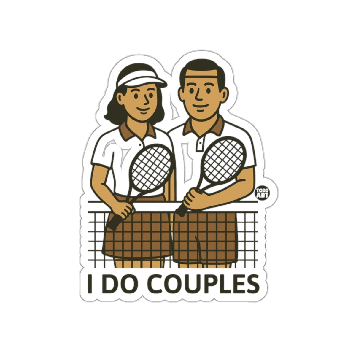 I DO Couples Tennis Players Illustration Design sticker