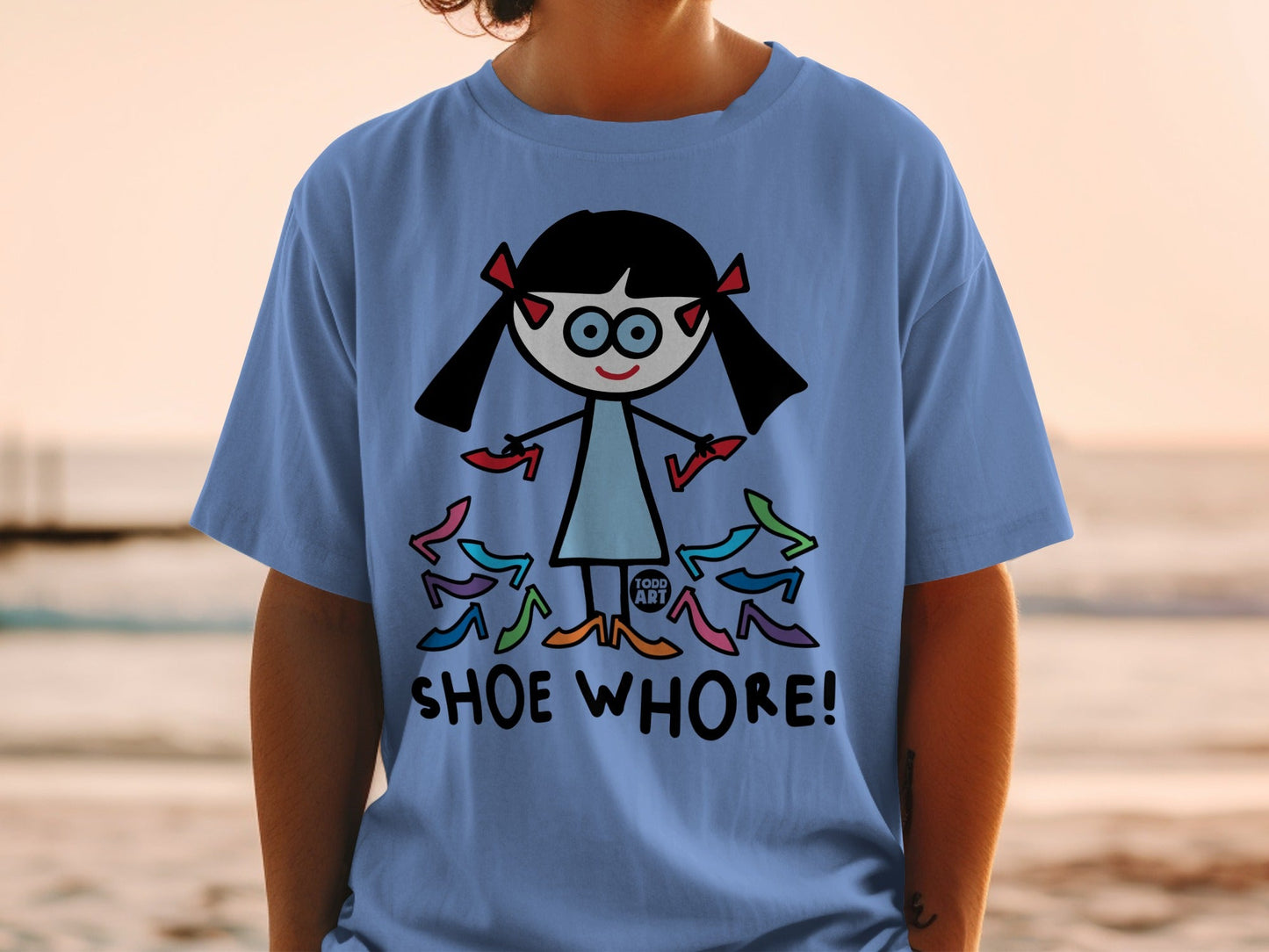 Shoe Whore Cartoon Character Graphic T-Shirt