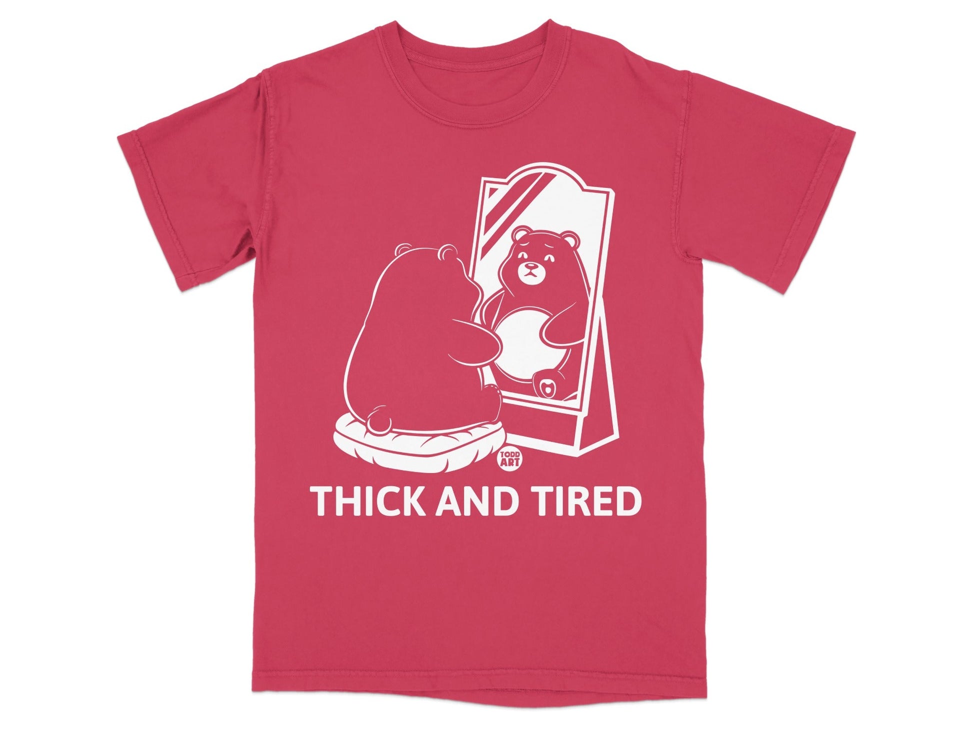 Thick and Tired Bear Graphic T-Shirt for Comfortable Wear