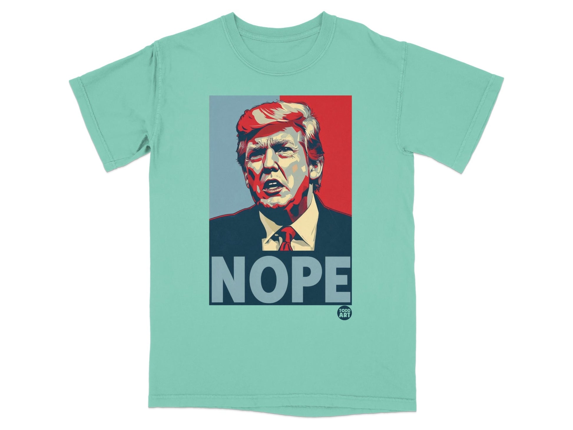 T-shirt with a portrait of Donald Trump and the word "NOPE".